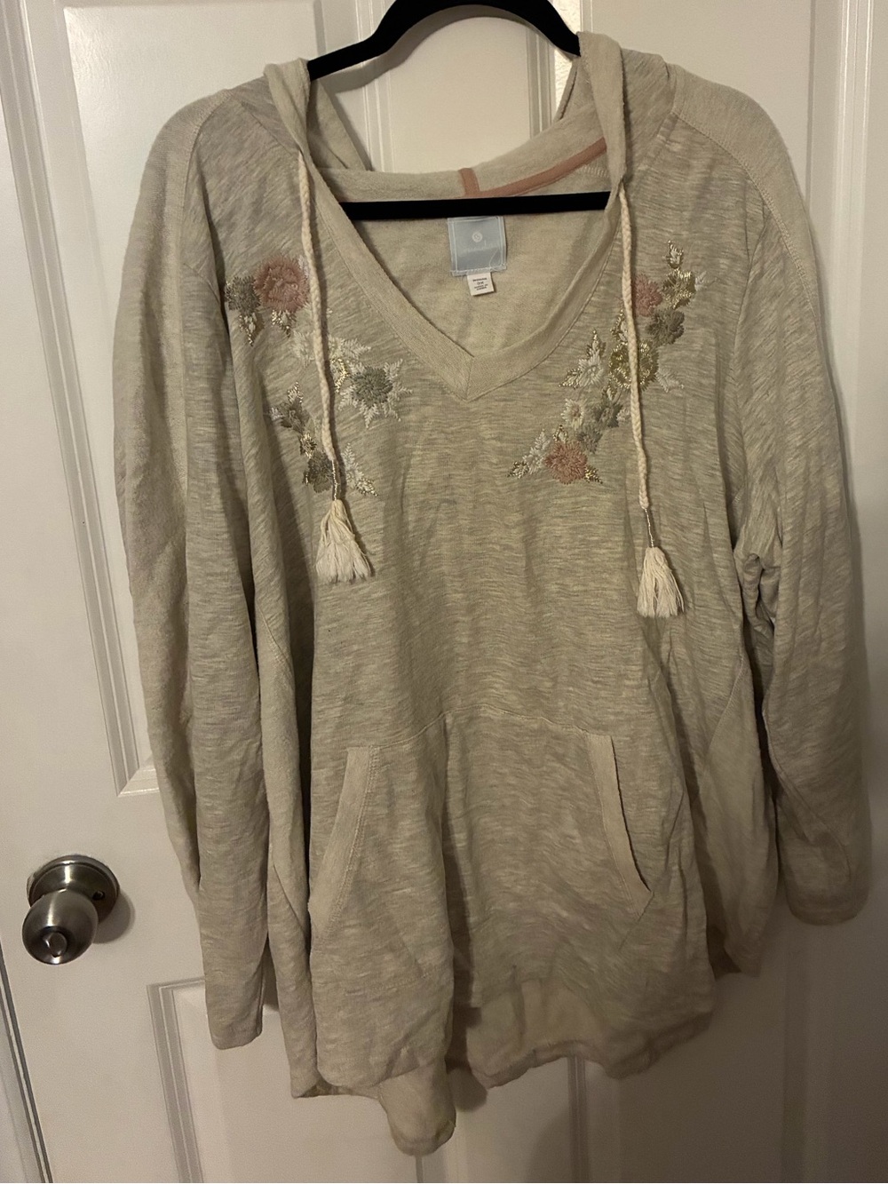 Sunday Cream Embroidered Hooded Sweatshirt